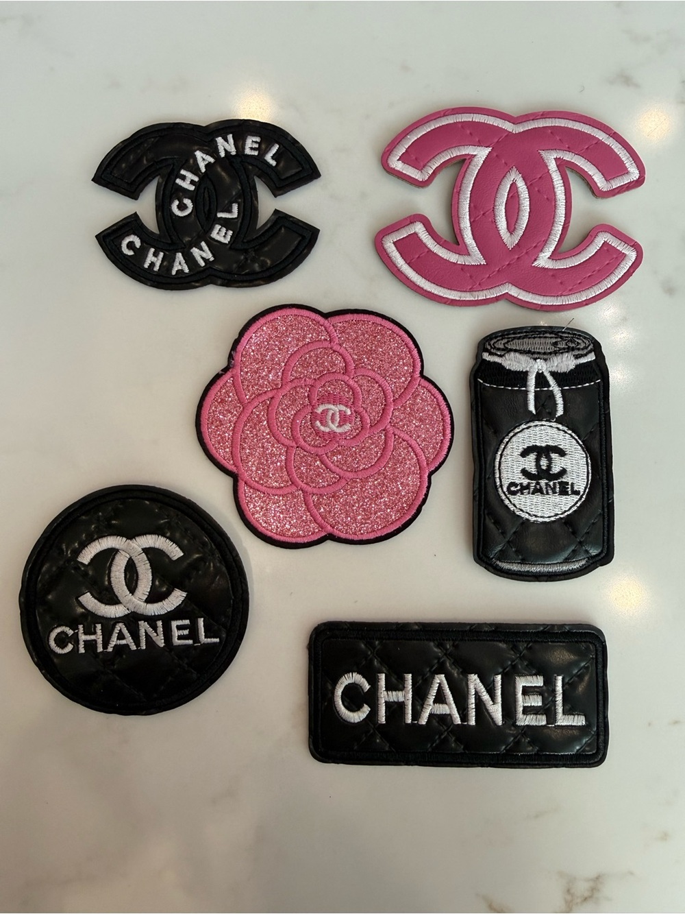 Beautiful Pink/Black Hand Crafted Iron On Patches
